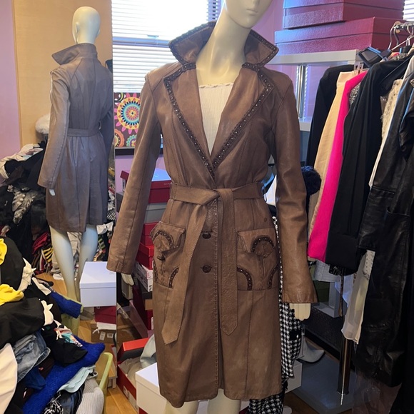 Viktor&Rolf leather belted trench coat IT40 fully lined - Picture 3 of 17